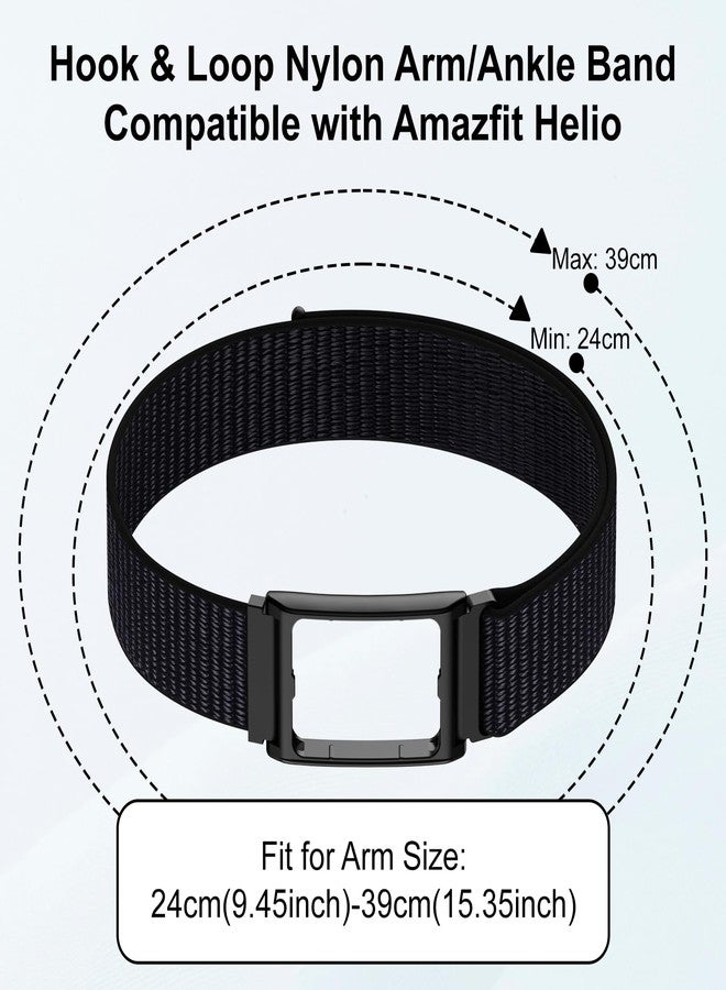 Vigamen Sport Band and Frame Compatible with Amazfit Helio Strap Fitness Tracker,Breathable Nylon Loop Replacement Bands with Case for Arm/Ankle Wearing,Bicep Wristband for Women Men,Black - Image 3