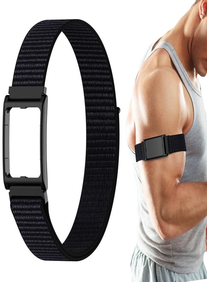 Vigamen Sport Band and Frame Compatible with Amazfit Helio Strap Fitness Tracker,Breathable Nylon Loop Replacement Bands with Case for Arm/Ankle Wearing,Bicep Wristband for Women Men,Black - Image 1