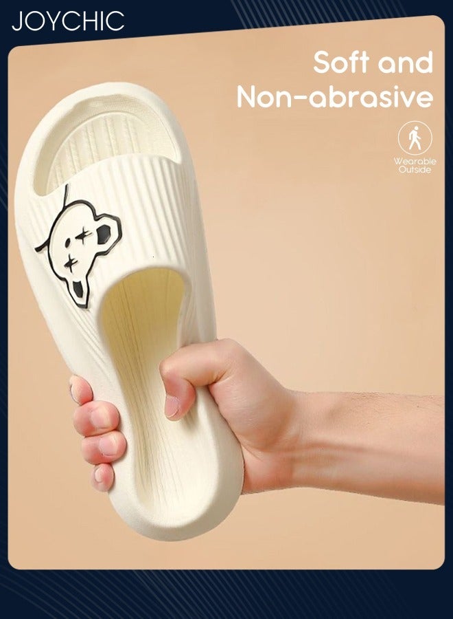 Joychic Lovely Cartoon Bear Pattern Spring and Summer Non-slip  Wear Resistant Home Bathroom Quick-drying and Breathable  Slippers with High Resilience for Women Men Couple White - Image 2