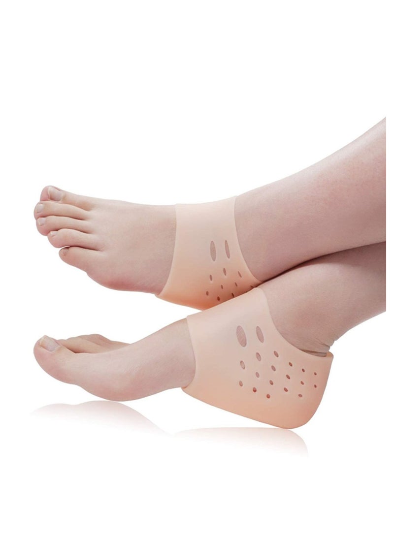 Excefore 2 Pcs Invisible Height Increase Insole, Height Increase Socks Wearable Heel Cushion Inserts Shoe Soft Silicone Heel Lift Insole Leg Lengthen, for Men and Women 5.5 cm（Beige） - Image 1