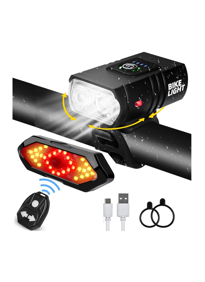 Anmi - Bike Lights Set, USB Rechargeable Bicycle Light Front, Back, 1000 Lumen Bicycle Headlight and Rear Taillight with Turn Signal & Horn, Waterproof and 5,6 Lighting Modes for Night Cycling Road Mountain - Image 1