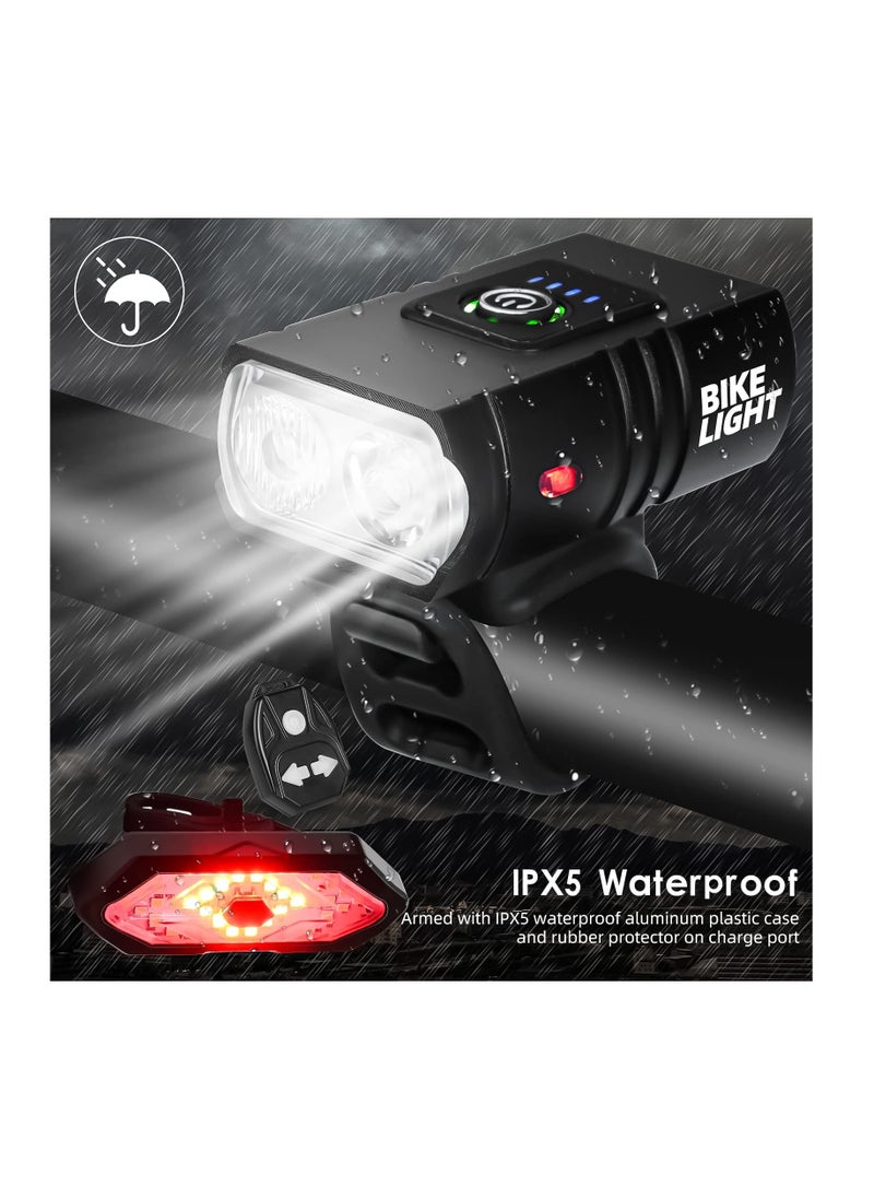 Anmi - Bike Lights Set, USB Rechargeable Bicycle Light Front, Back, 1000 Lumen Bicycle Headlight and Rear Taillight with Turn Signal & Horn, Waterproof and 5,6 Lighting Modes for Night Cycling Road Mountain - Image 1