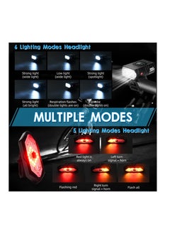 Anmi Bike Lights Set, USB Rechargeable Bicycle Light Front, Back, 1000 Lumen Bicycle Headlight and Rear Taillight with Turn Signal & Horn, Waterproof and 5,6 Lighting Modes for Night Cycling Road Mountain  - Image 4
