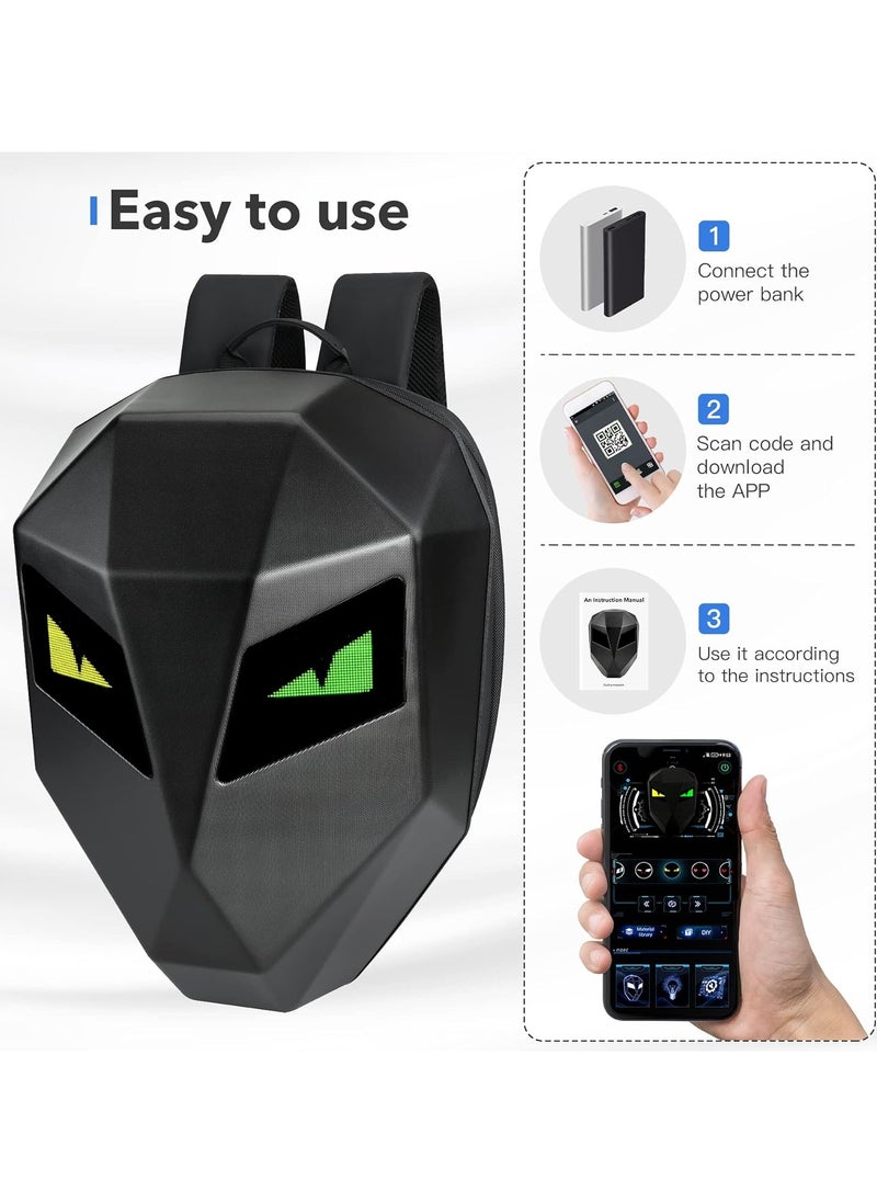 BikeMaster LED Knight Smart 19" Backpack - Programmable Motorcycle Helmet Bag with Dynamic Art, Waterproof Hard Shell  - Image 3