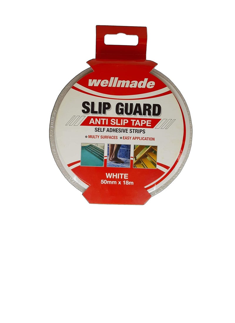Wellmade - Wellmade Synthetic Fine Resilient Soft for Bare Feet Traction Anti Slip Skid Tapes (18m, 1in, 25mm, White) - Image 1
