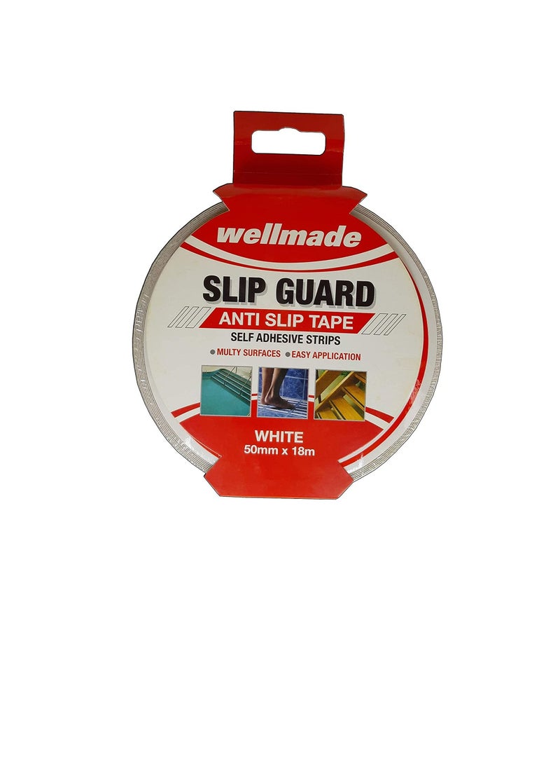 Wellmade - Wellmade Synthetic Fine Resilient Soft for Bare Feet Traction Anti Slip Skid Tapes (18m, 1in, 25mm, White) - Image 1