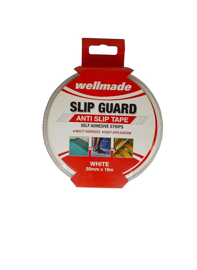 Wellmade - Wellmade Synthetic Fine Resilient Soft for Bare Feet Traction Anti Slip Skid Tapes (18m, 1in, 25mm, White) - Image 1