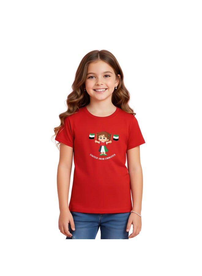 UAE Celebration T-Shirt For Girls-UAE Design Short Sleeve Tee For Celebrations Day,School Events,Holidays–Kids Comfortable And Stylish T-Shirt - Image 1