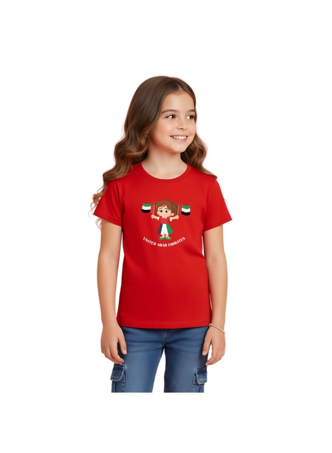 UAE Celebration T-Shirt For Girls-UAE Design Short Sleeve Tee For Celebrations Day,School Events,Holidays–Kids Comfortable And Stylish T-Shirt - Image 3
