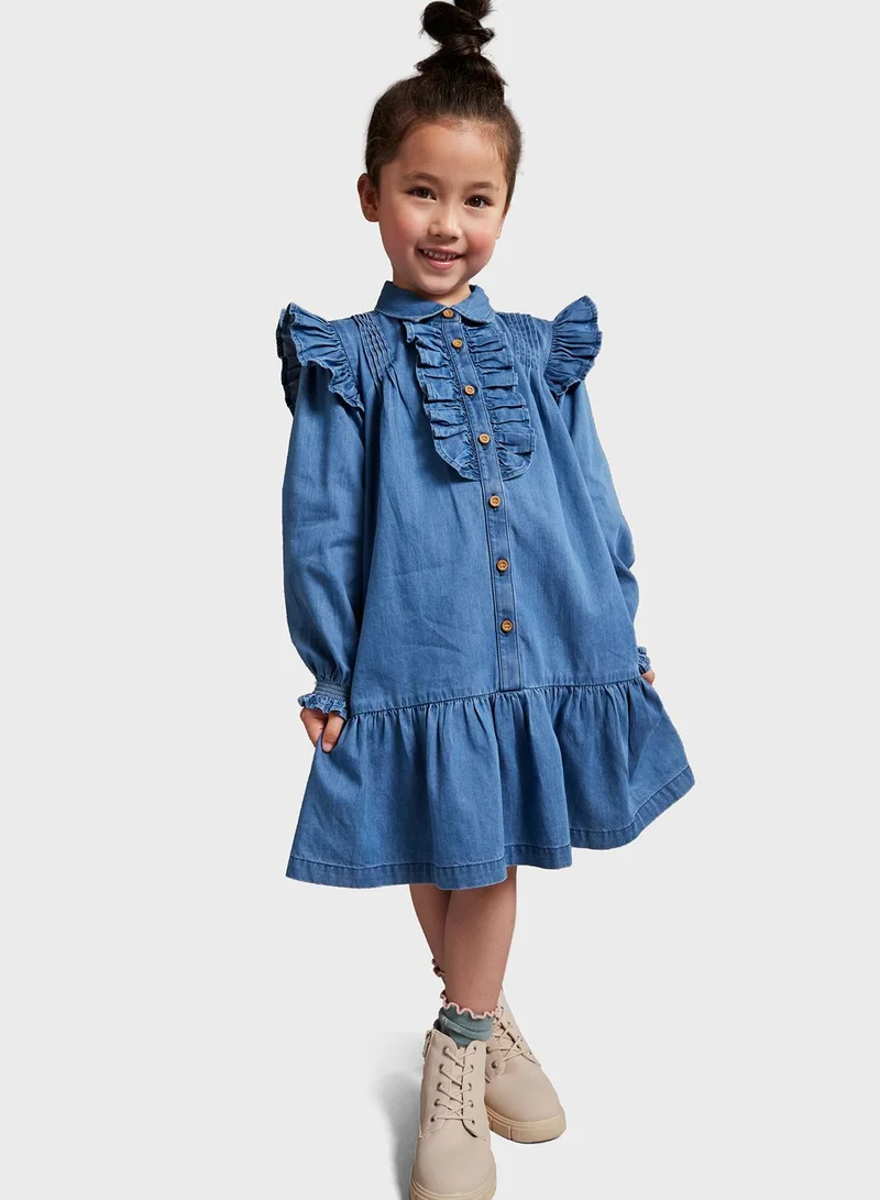 mothercare Denim Shirt Dress With Frill