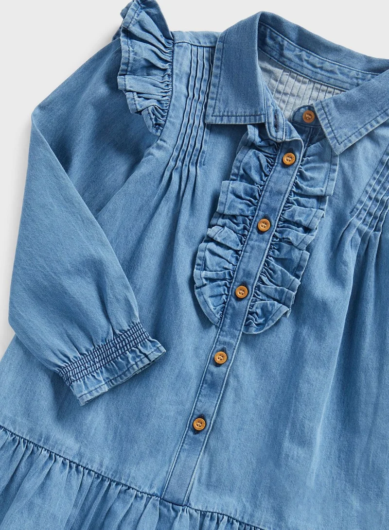 mothercare Denim Shirt Dress With Frill