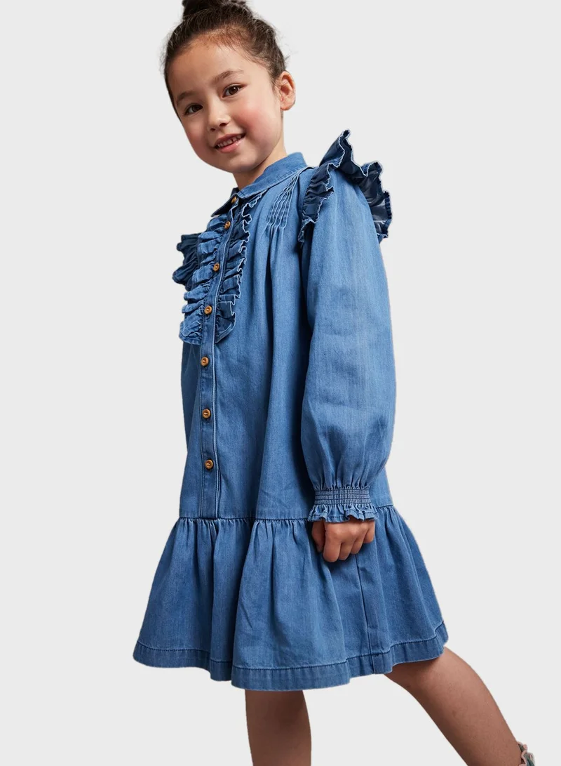 mothercare Denim Shirt Dress With Frill