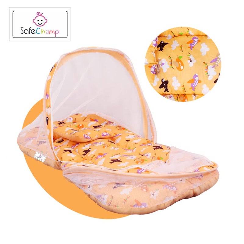 SafeChamp SafeChamp Skyler Baby Feeding Pillow, Bedding Set with Mosquito net and Sleeping Bag Combo (Orange) - Image 2