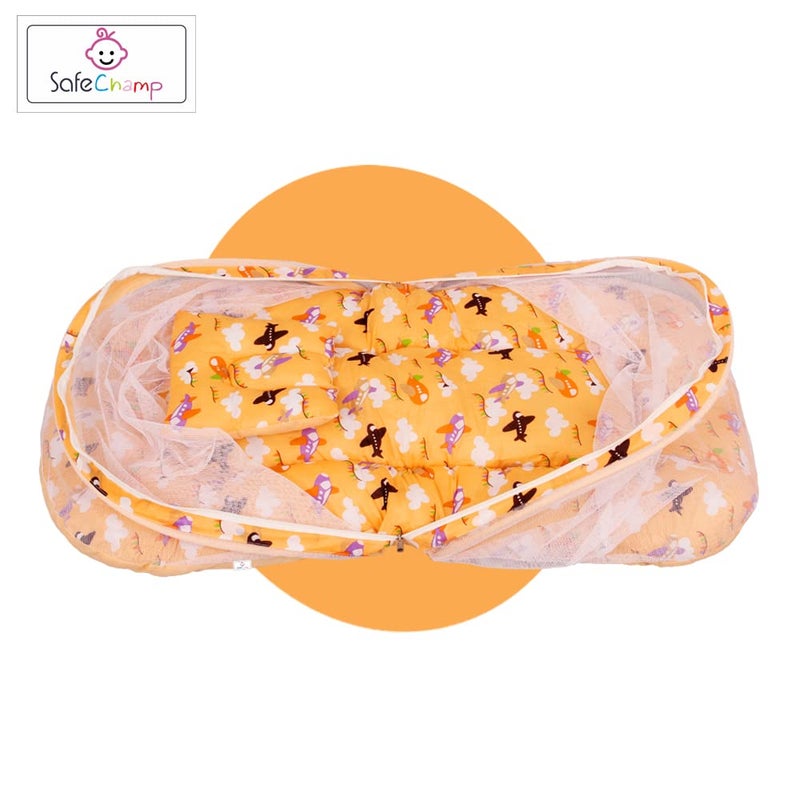 SafeChamp SafeChamp Skyler Baby Feeding Pillow, Bedding Set with Mosquito net and Sleeping Bag Combo (Orange) - Image 5