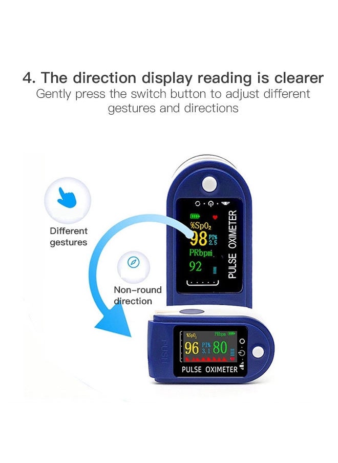 Digital Fingertip Pulse Oximeter Blood Oxygen Sensor Saturation Mini SpO2 Monitor Pulse Rate Measurement Meter for Home Sports Travel Blue