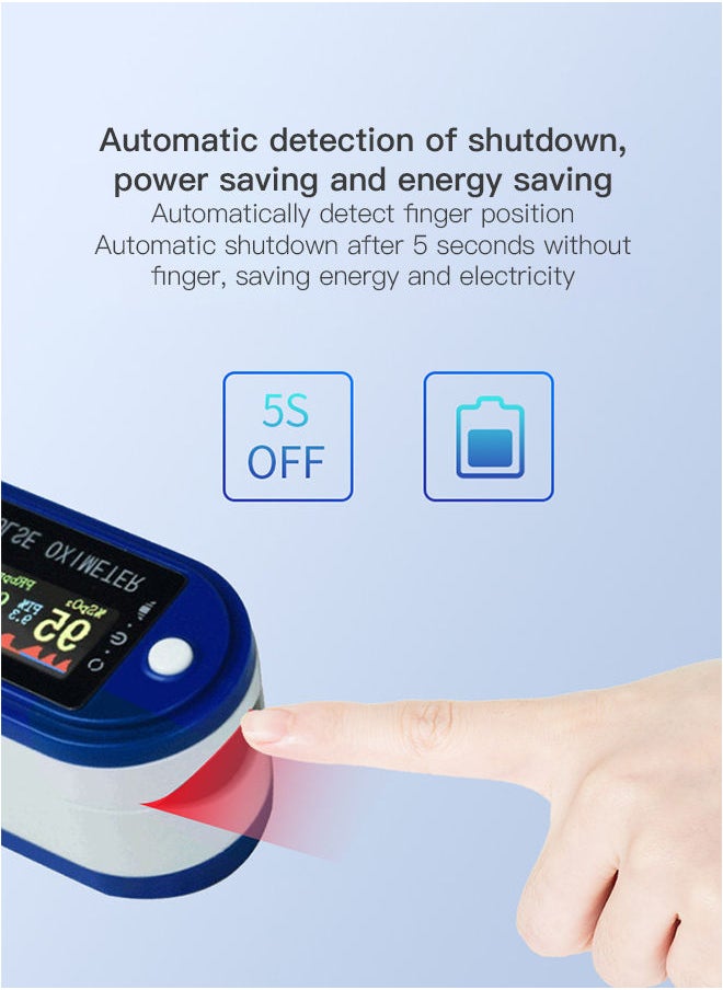 Digital Fingertip Pulse Oximeter Blood Oxygen Sensor Saturation Mini SpO2 Monitor Pulse Rate Measurement Meter for Home Sports Travel Blue