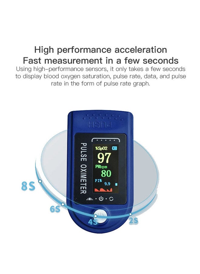 Digital Fingertip Pulse Oximeter Blood Oxygen Sensor Saturation Mini SpO2 Monitor Pulse Rate Measurement Meter for Home Sports Travel Blue