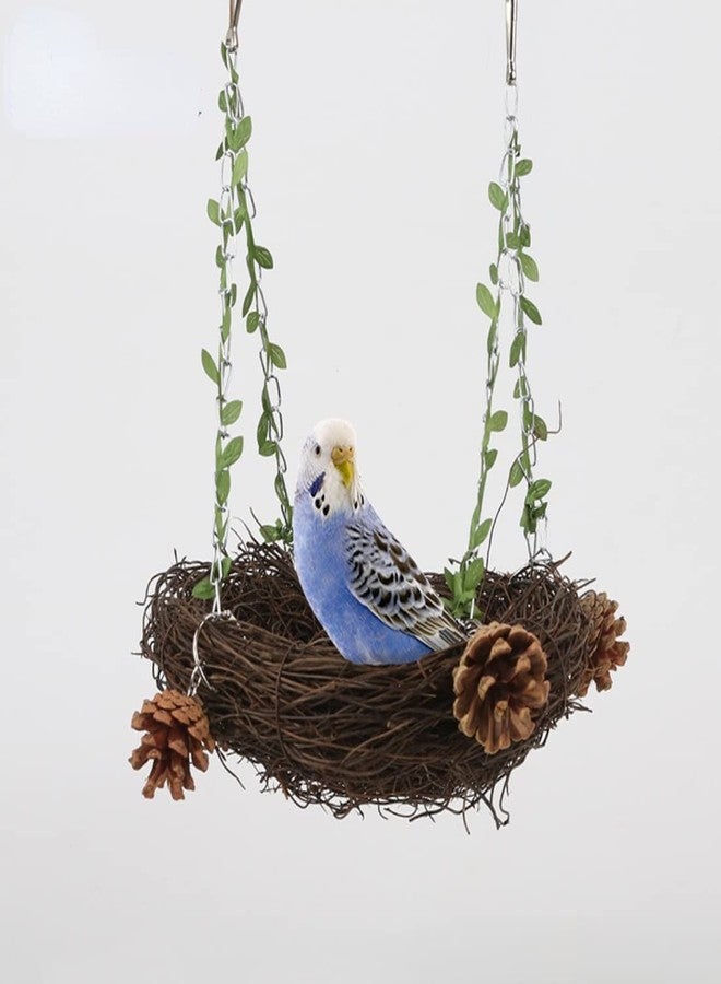 Barn Eleven Natural Rattan Nest Small Medium Large Bird Swing for Parrot Parakeet Cockatiel Conure Cockatoo Macaw Amazon African Grey Lovebird Finch Canary Budgie Cage Perch Toy (Large) - Image 5