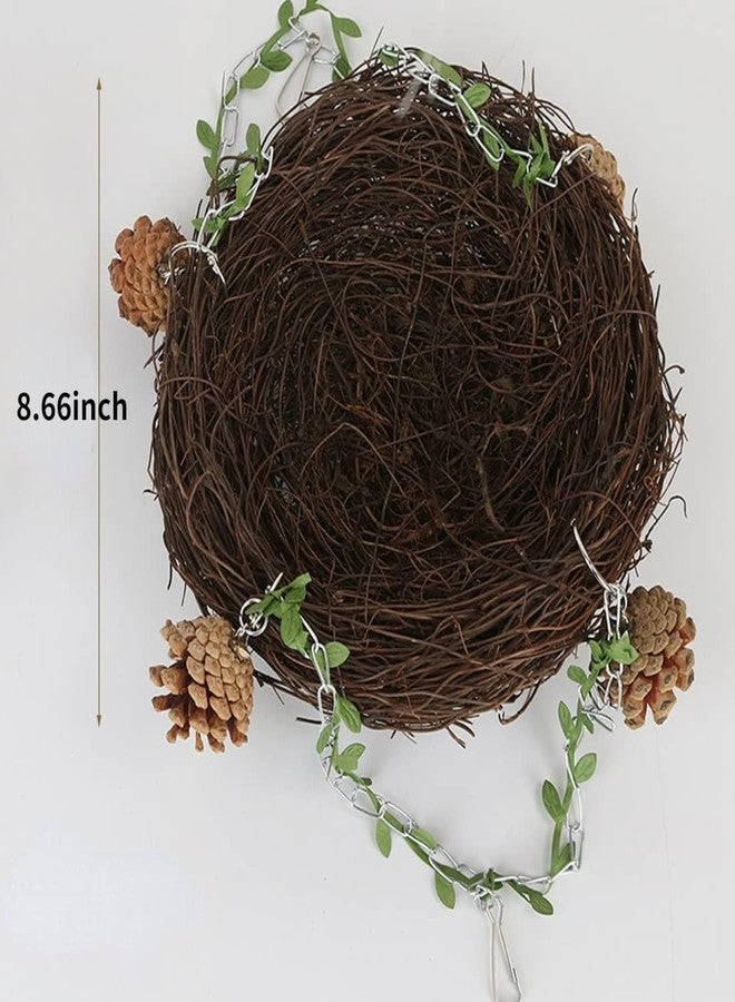 Barn Eleven Natural Rattan Nest Small Medium Large Bird Swing for Parrot Parakeet Cockatiel Conure Cockatoo Macaw Amazon African Grey Lovebird Finch Canary Budgie Cage Perch Toy (Large) - Image 2
