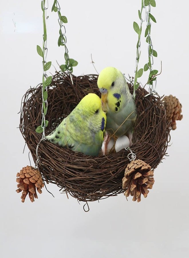 Barn Eleven Natural Rattan Nest Small Medium Large Bird Swing for Parrot Parakeet Cockatiel Conure Cockatoo Macaw Amazon African Grey Lovebird Finch Canary Budgie Cage Perch Toy (Large) - Image 4