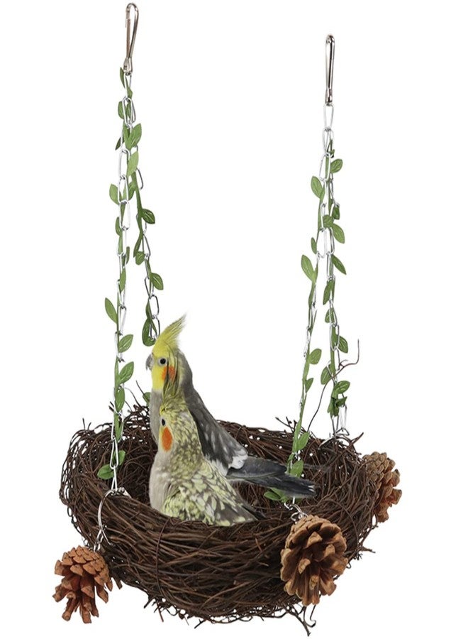 Barn Eleven Natural Rattan Nest Small Medium Large Bird Swing for Parrot Parakeet Cockatiel Conure Cockatoo Macaw Amazon African Grey Lovebird Finch Canary Budgie Cage Perch Toy (Large) - Image 3