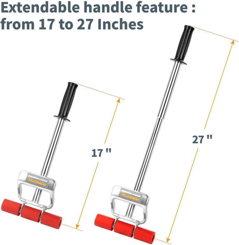 POWERTEC Extendable Floor and Wall Roller for Vinyl Flooring, Tile & Linoleum Roller with Extendable 17" to 27" Handle, 7.5" Wide for LVP, Veneer, Carpet, Wall Coverings, 1PK (71033) - Image 2
