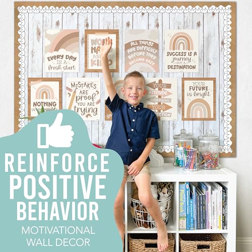 Hadley Designs Motivational Poster for Classroom Decor 9 Growth Mindset Classroom Posters Elementary Inspirational Wall Decor Middle School Teacher Must Haves Boho Bulletin Board Decorations - Image 3