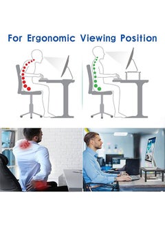 Generic Monitor Stand Riser with Drawer, 3 Height Adjustable Computer Monitor Stand for Desk, Metal Stand Riser for PC, Laptop, Printer & iMac for Home & Office  - Image 3