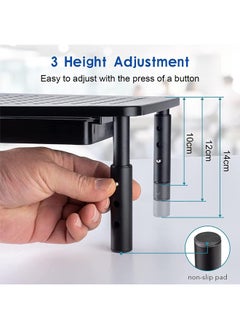 Generic Monitor Stand Riser with Drawer, 3 Height Adjustable Computer Monitor Stand for Desk, Metal Stand Riser for PC, Laptop, Printer & iMac for Home & Office  - Image 2