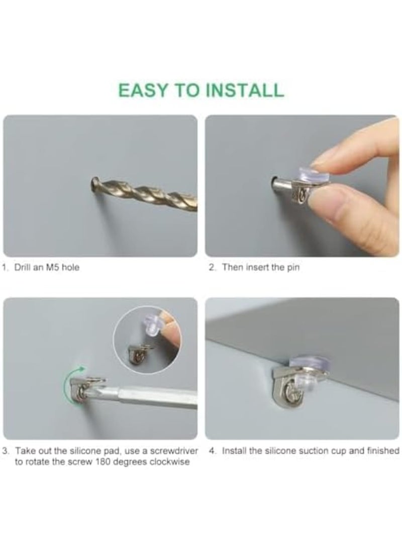 30 Pack Shelf Pegs Pins with Silicone Suction Cups, 1/5 Inch 5mm Metal Pins - Premium Zinc Alloy Material, Unique Design, Easy to Install, for Adjustable Wood and Glass Shelving Hold Nickel - Image 5