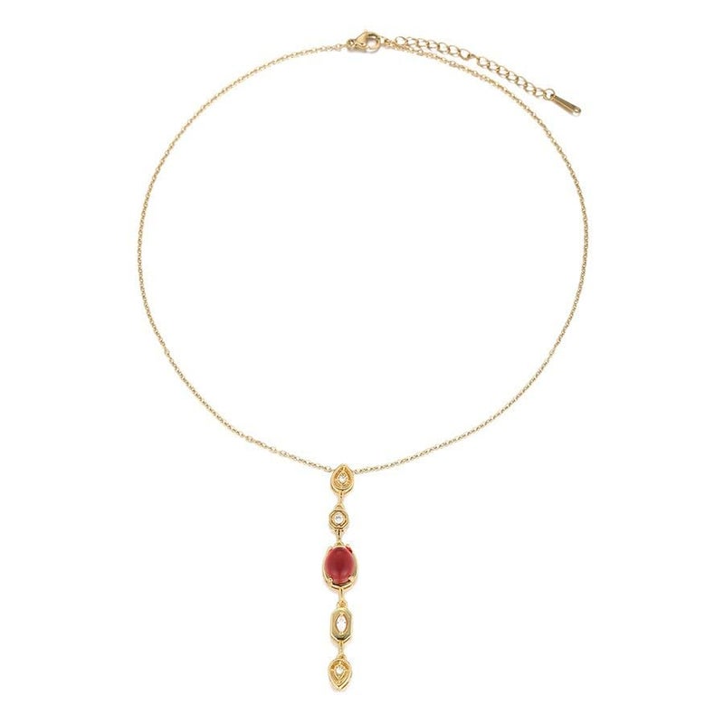 MEENAZ Diamond pendant necklace for women Multi Color Gold Solitaire necklace for woman long chains stylish/Locket Jewellery Set AD CZ American diamond Anti tarnish jewelry Stainless Steel 112 - Image 5
