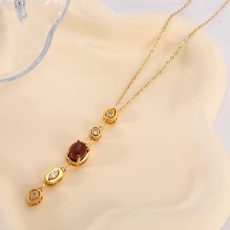MEENAZ Diamond pendant necklace for women Multi Color Gold Solitaire necklace for woman long chains stylish/Locket Jewellery Set AD CZ American diamond Anti tarnish jewelry Stainless Steel 112 - Image 2