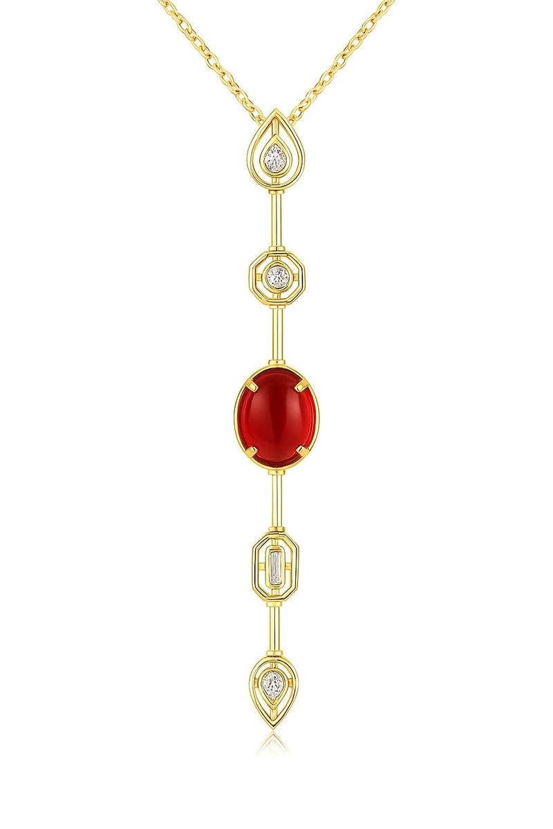 MEENAZ Diamond pendant necklace for women Multi Color Gold Solitaire necklace for woman long chains stylish/Locket Jewellery Set AD CZ American diamond Anti tarnish jewelry Stainless Steel 112 - Image 1