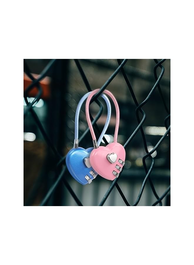 PROMASS PROMASS 2 Pack Combination Lock, 3 Digit Heart Shaped Padlock for School Gym Locker, TSA Approved Cable Luggage Locks, Sports Locker Lock, Luggage,Fence,Backpack,Valentine Gift (Pink)  - Image 4