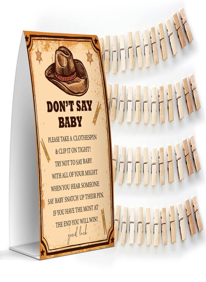 Pazag Don't Say Baby Set - One 5x7 Sign and 50 Mini Clothespins, Baby Shower Games, Baby Shower Decoration, Gender Neutral Baby Shower - MsJb020 - Image 1