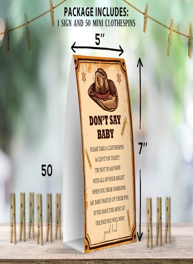 Pazag Don't Say Baby Set - One 5x7 Sign and 50 Mini Clothespins, Baby Shower Games, Baby Shower Decoration, Gender Neutral Baby Shower - MsJb020 - Image 4
