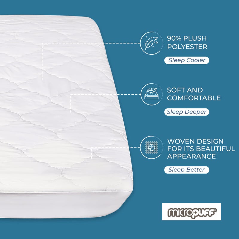 Micropuff Fitted Mattress Pad - Twin XL Size (39" x 80") Mattress Pad - Soft and Comfortable Fitted Mattress Protector - Mattress Cover Stretches 12-15 Inches Deep - Easy to Wash - Image 2