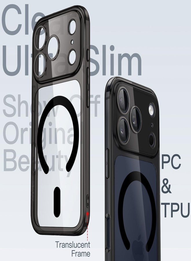 جي تيك جراب JETech المغناطيسي النحيف لهاتف iPhone 17 Pro Max مقاس 6.9 بوصة، متوافق مع MagSafe، يوفر حماية كاملة لعدسة الكاميرا، غطاء حماية شفاف فائق النحافة وخفيف الوزن بتصميم بسيط (أسود) - Image 3