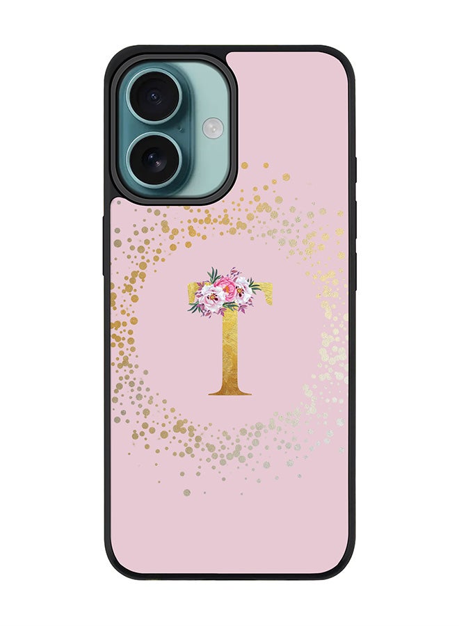 Stylizedd For iPhone 16 Case [Compatible with MagSafe] Slim Magnetic cover Phone Case iPhone 16 -Custom Monogram Floral - T (Pink ) - Image 1