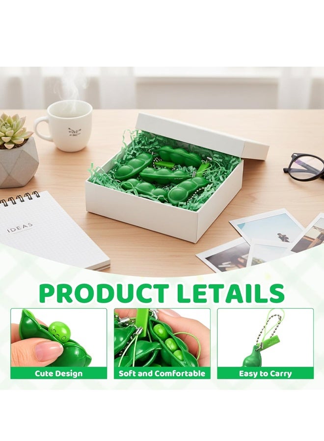3PCS Green Edamame Squeeze Bean Fidget Keychain Stress Relief Toy Party Favor Gift - Image 2