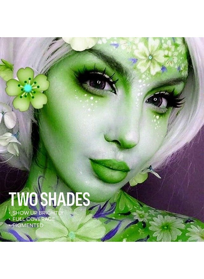 FREEORR Green Face Body Paint Makeup Foundation 30G Water Activated Dark Greenlight Green Cream To Powder Face Body Paint For Halloween Costume Cosplay Theater Stage Dressup Makeup Matte Finish - Image 3