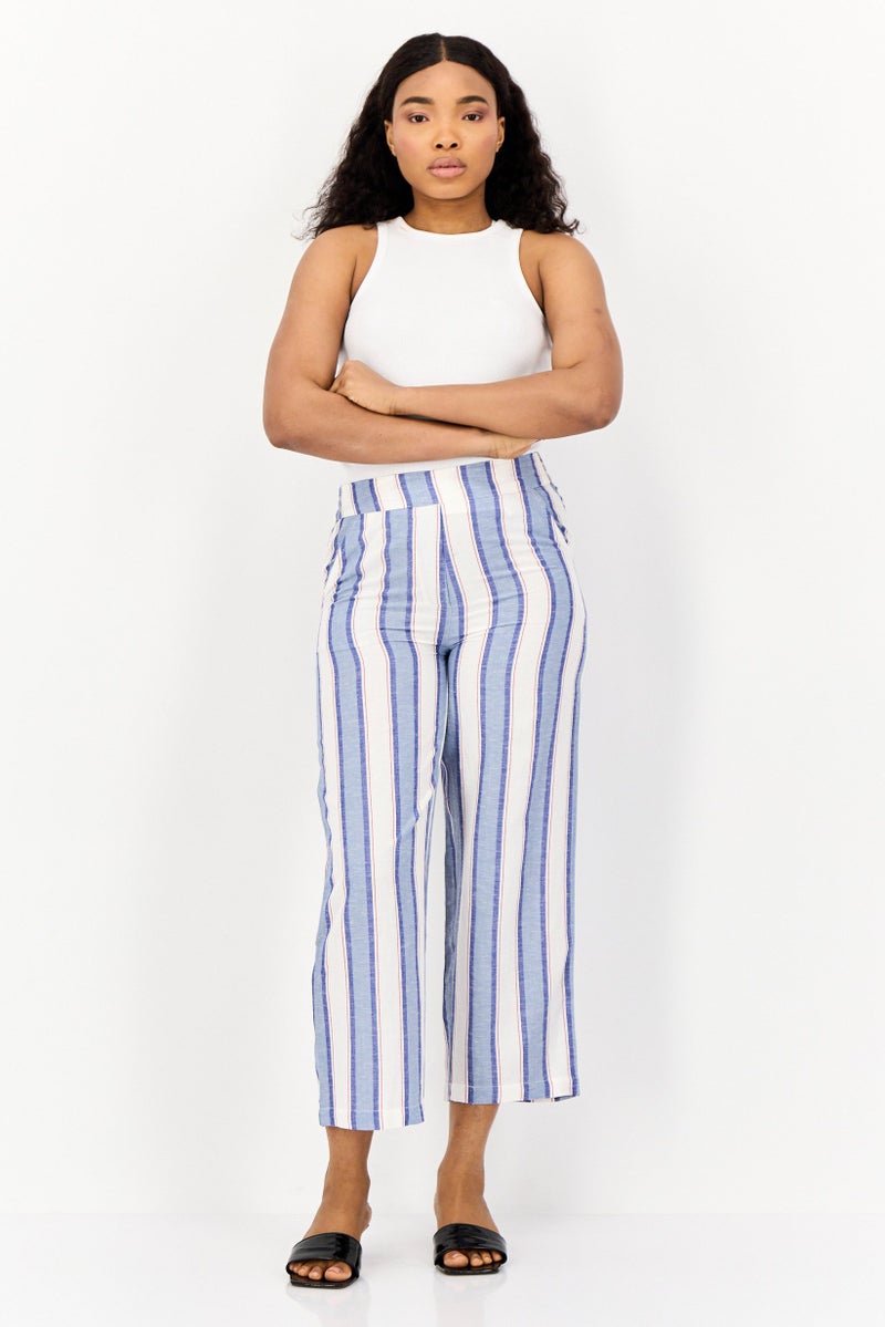 ONLY Women Regular Fit Stripe Palazzo Pants, Multicolor  - Image 3