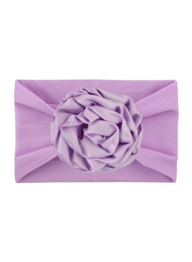 Syga Baby Girls Soft Nylon Headbands Hairbands Hair Accessories Ribbon Fancy Flower Headband Newborn Infant Toddlers Kids (Purple) - Image 2