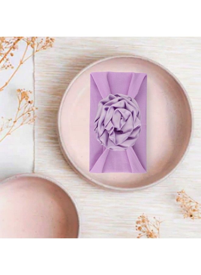 Syga Baby Girls Soft Nylon Headbands Hairbands Hair Accessories Ribbon Fancy Flower Headband Newborn Infant Toddlers Kids (Purple) - Image 3