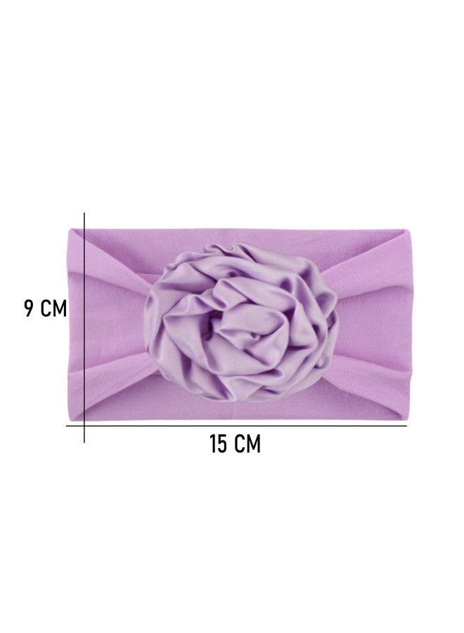 Syga Baby Girls Soft Nylon Headbands Hairbands Hair Accessories Ribbon Fancy Flower Headband Newborn Infant Toddlers Kids (Purple) - Image 4