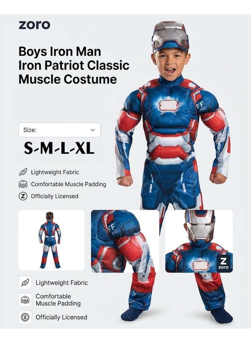 Zoro Boys Iron Man Iron Patriot Classic Muscle Costume - Image 1