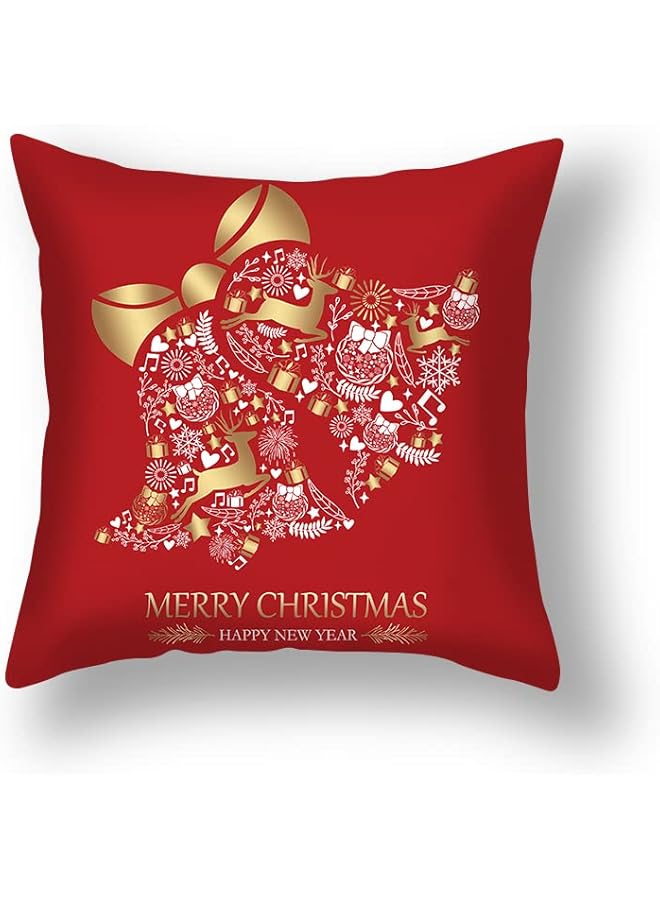 The Bros 4pcs Christmas Throw Pillow Covers 45x45cm Green Christmas Pattern Christmas Decorative Pillow Cases Fancy Velvet Sofa Couch Christmas Pillow Covers (Red, 45x45cm) - Image 3