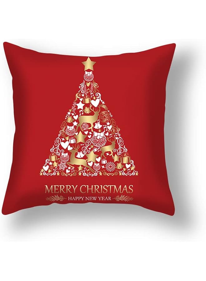The Bros 4pcs Christmas Throw Pillow Covers 45x45cm Green Christmas Pattern Christmas Decorative Pillow Cases Fancy Velvet Sofa Couch Christmas Pillow Covers (Red, 45x45cm) - Image 5