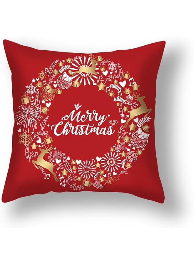 The Bros 4pcs Christmas Throw Pillow Covers 45x45cm Green Christmas Pattern Christmas Decorative Pillow Cases Fancy Velvet Sofa Couch Christmas Pillow Covers (Red, 45x45cm) - Image 2