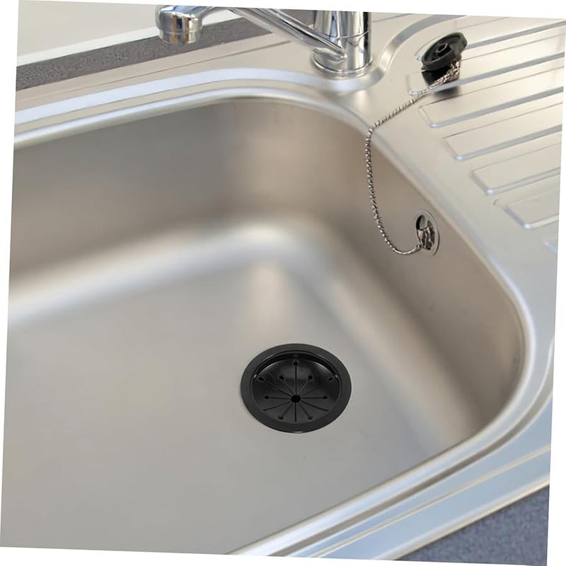 قطعتان من واقي الرش الأسود للتخلص من القمامة، حاجز حوض قابل للإزالة، غطاء مصرف - Image 4